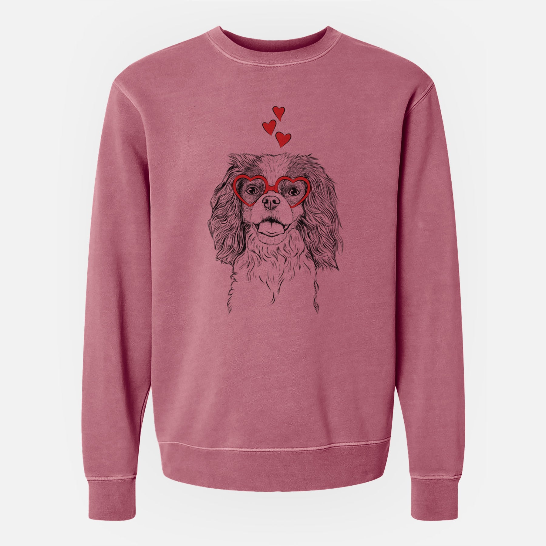 Valentine Poppy the Cavalier King Charles Spaniel - Unisex Pigment Dyed Crew Sweatshirt