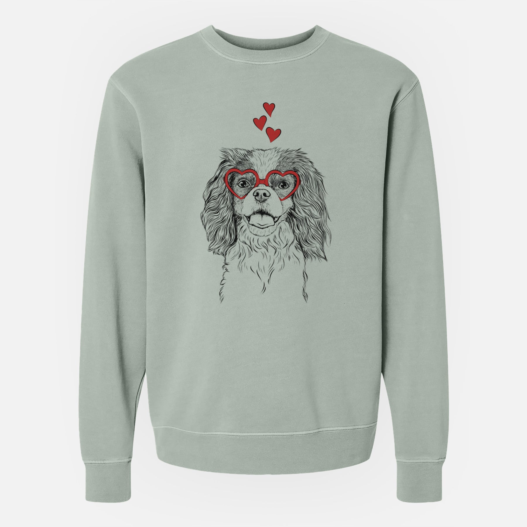 Valentine Poppy the Cavalier King Charles Spaniel - Unisex Pigment Dyed Crew Sweatshirt