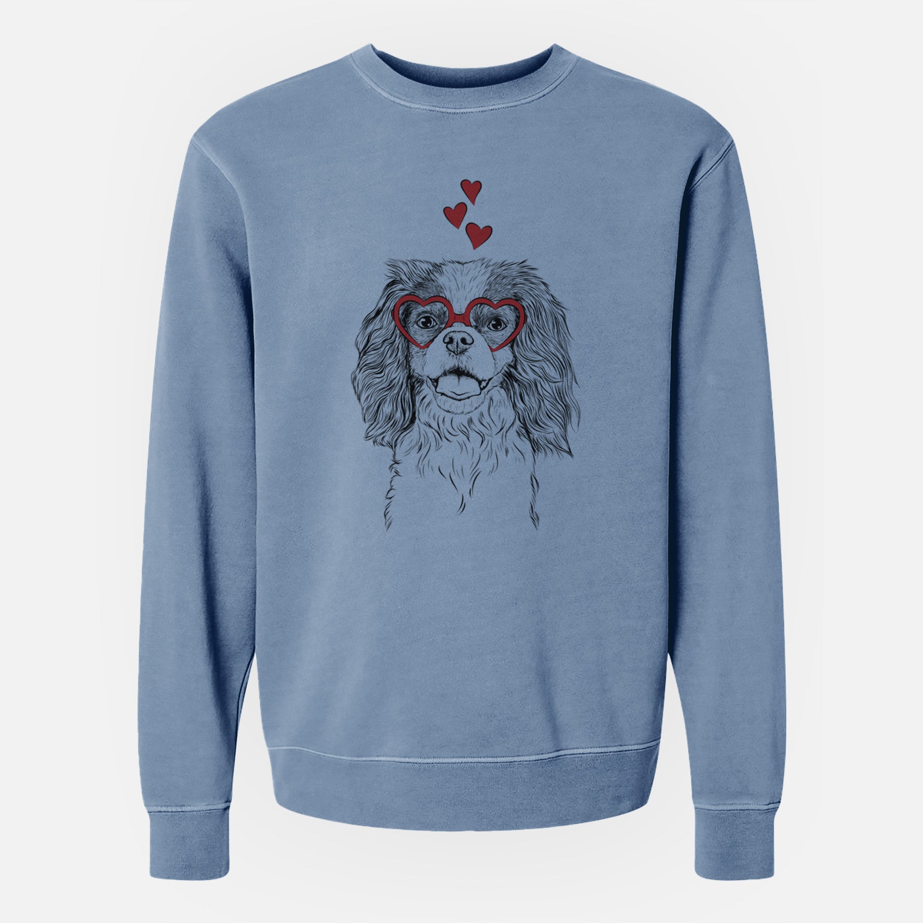 Valentine Poppy the Cavalier King Charles Spaniel - Unisex Pigment Dyed Crew Sweatshirt