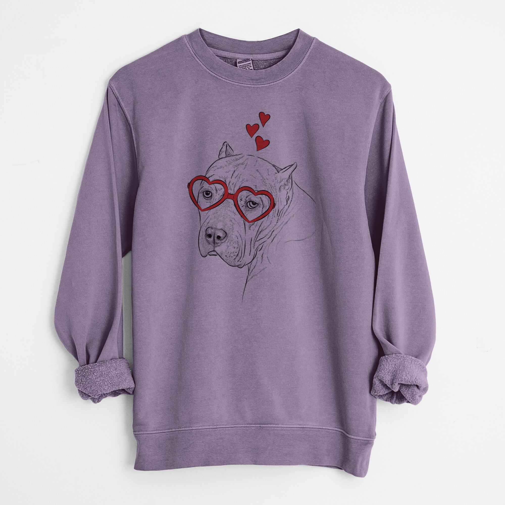 Valentine Precious the Staffordshire Terrier - Unisex Pigment Dyed Crew Sweatshirt