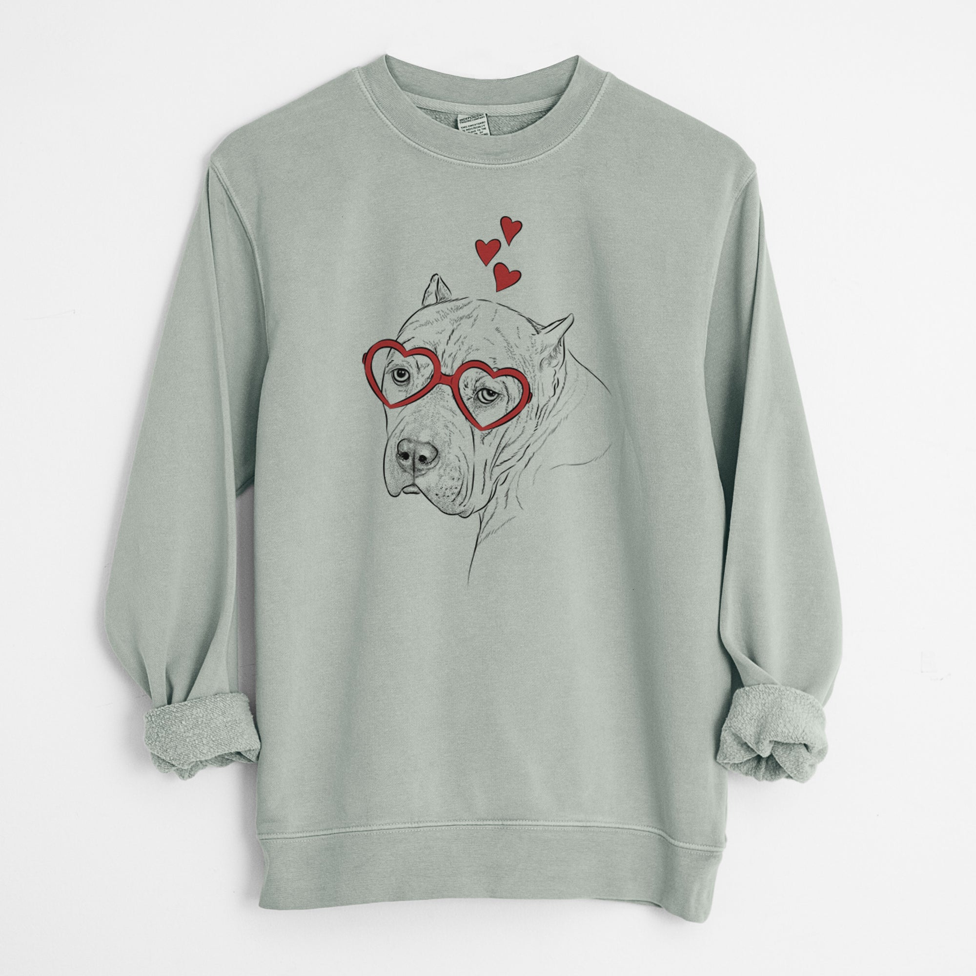 Valentine Precious the Staffordshire Terrier - Unisex Pigment Dyed Crew Sweatshirt