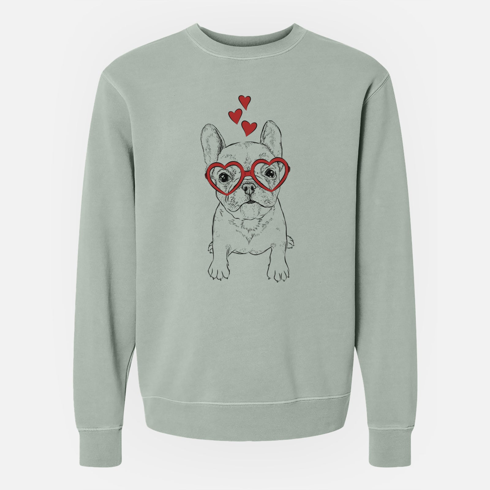 Valentine Puppy Pierre the French Bulldog - Unisex Pigment Dyed Crew Sweatshirt