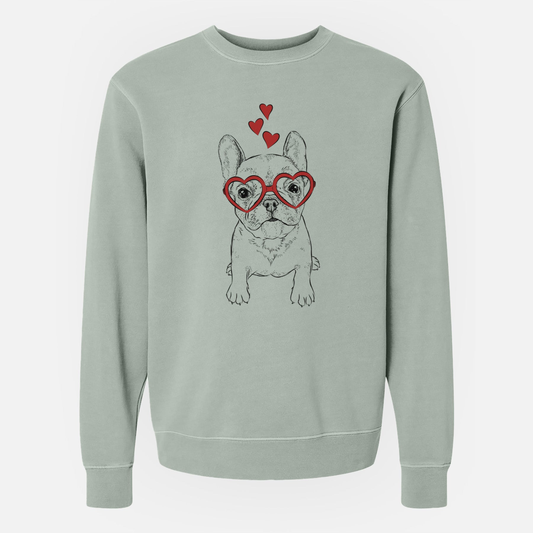 Valentine Puppy Pierre the French Bulldog - Unisex Pigment Dyed Crew Sweatshirt