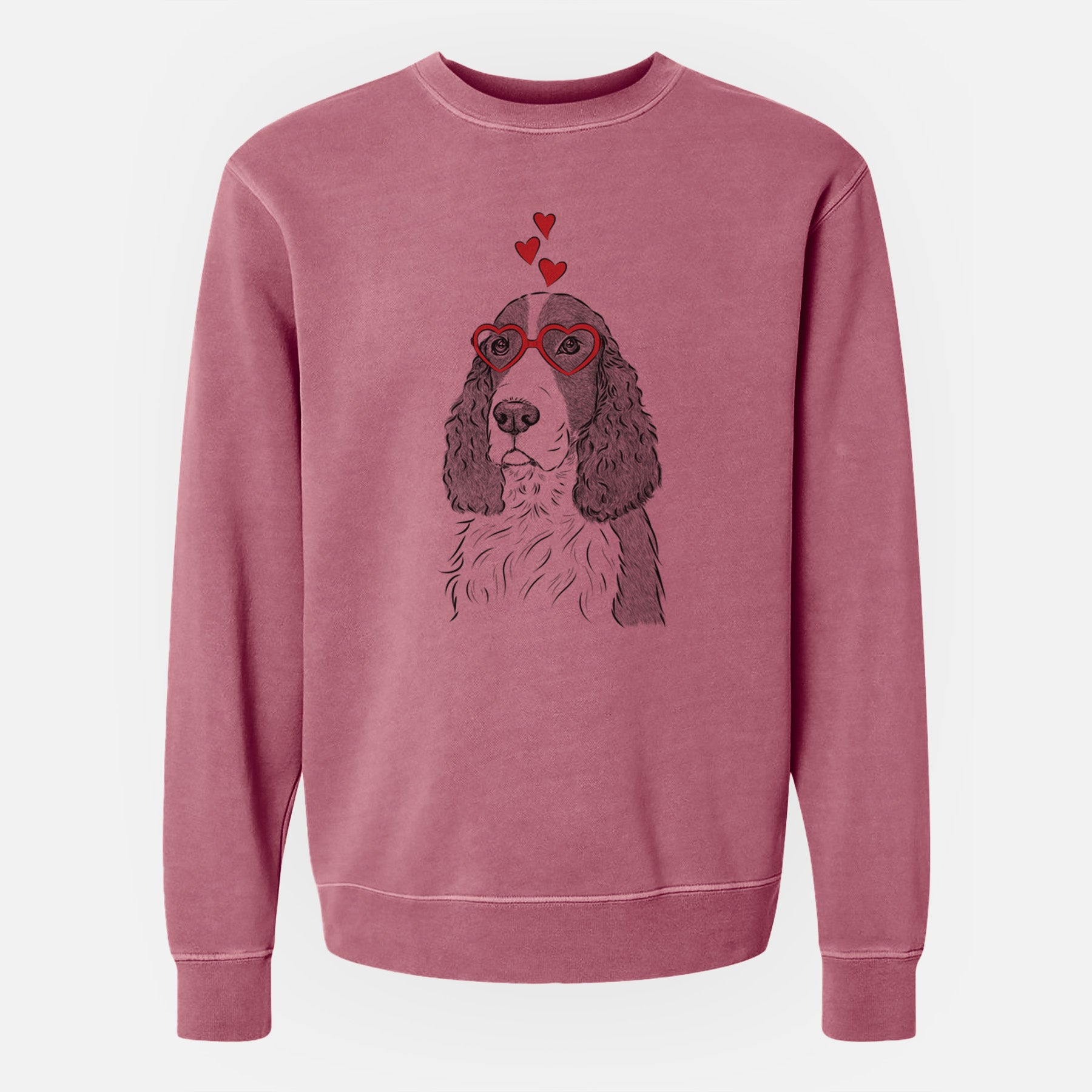 Valentine Quincy the English Springer Spaniel - Unisex Pigment Dyed Crew Sweatshirt