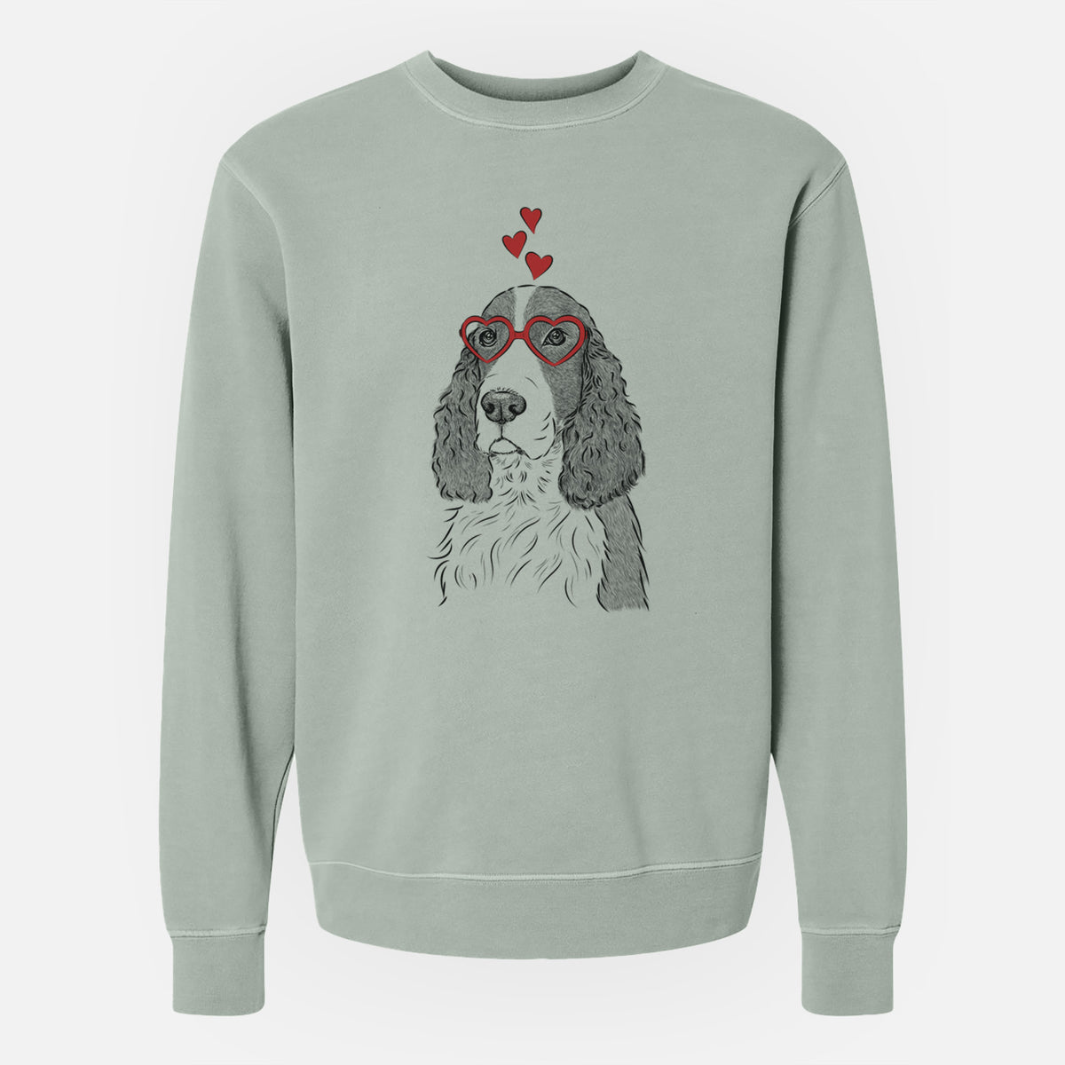 Valentine Quincy the English Springer Spaniel - Unisex Pigment Dyed Crew Sweatshirt
