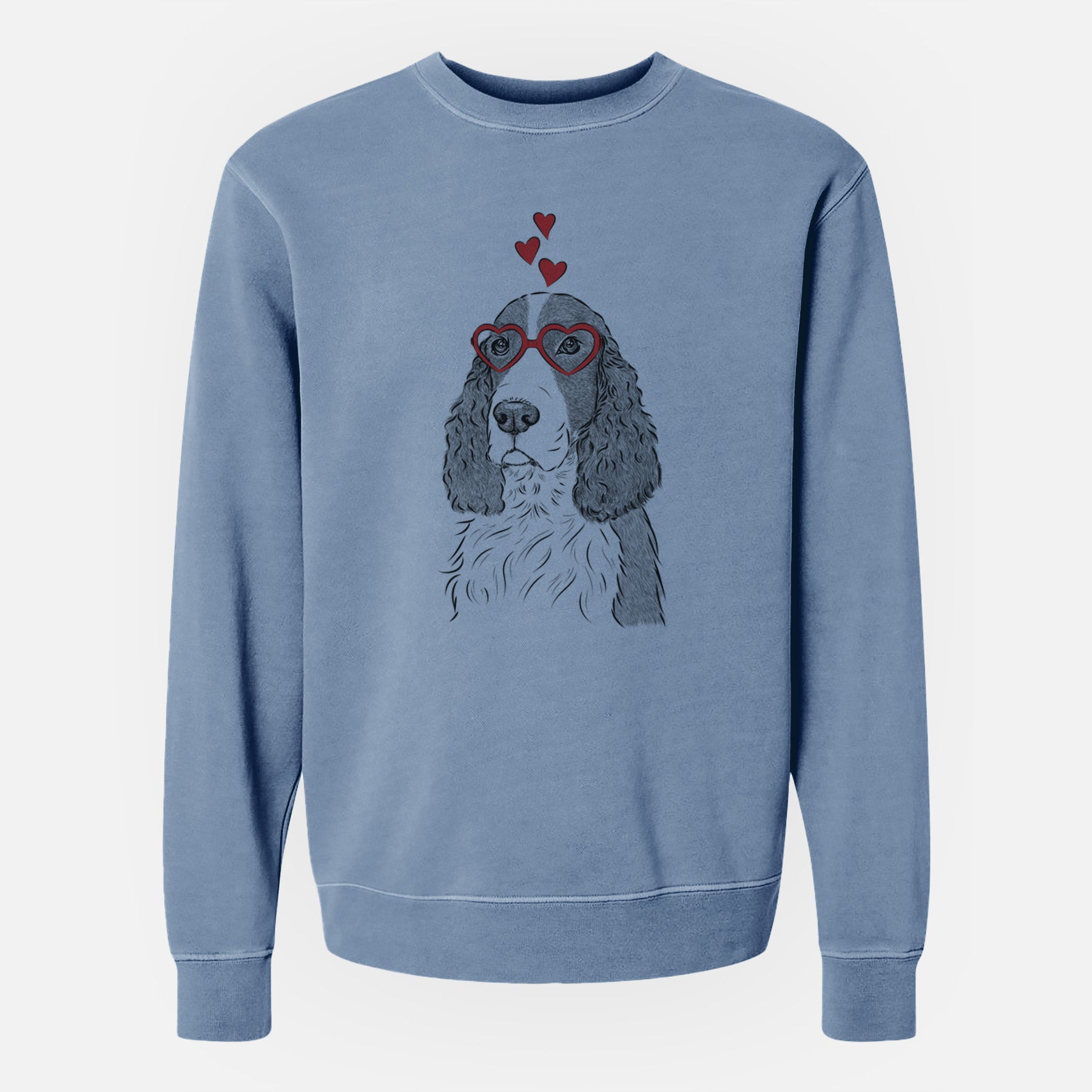 Valentine Quincy the English Springer Spaniel - Unisex Pigment Dyed Crew Sweatshirt