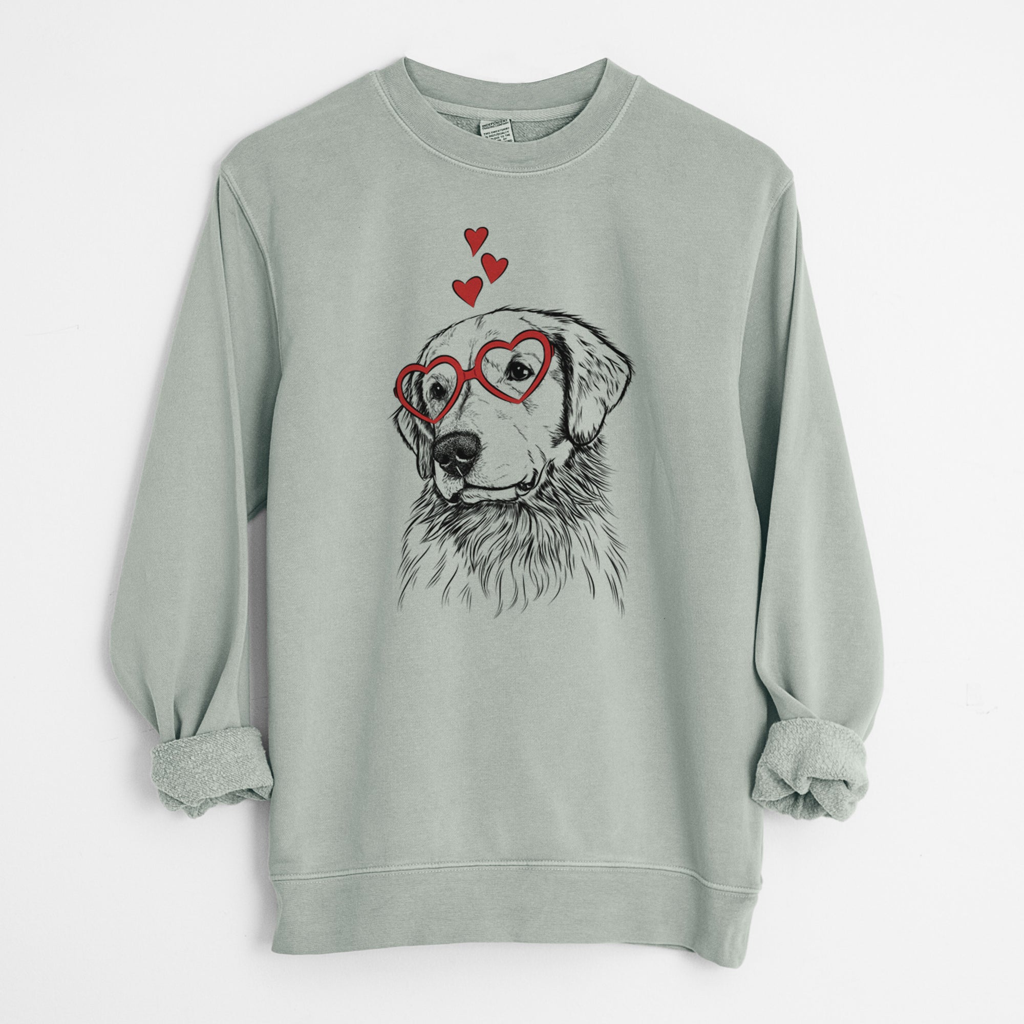 Valentine Quinn the Golden Retriever - Unisex Pigment Dyed Crew Sweatshirt