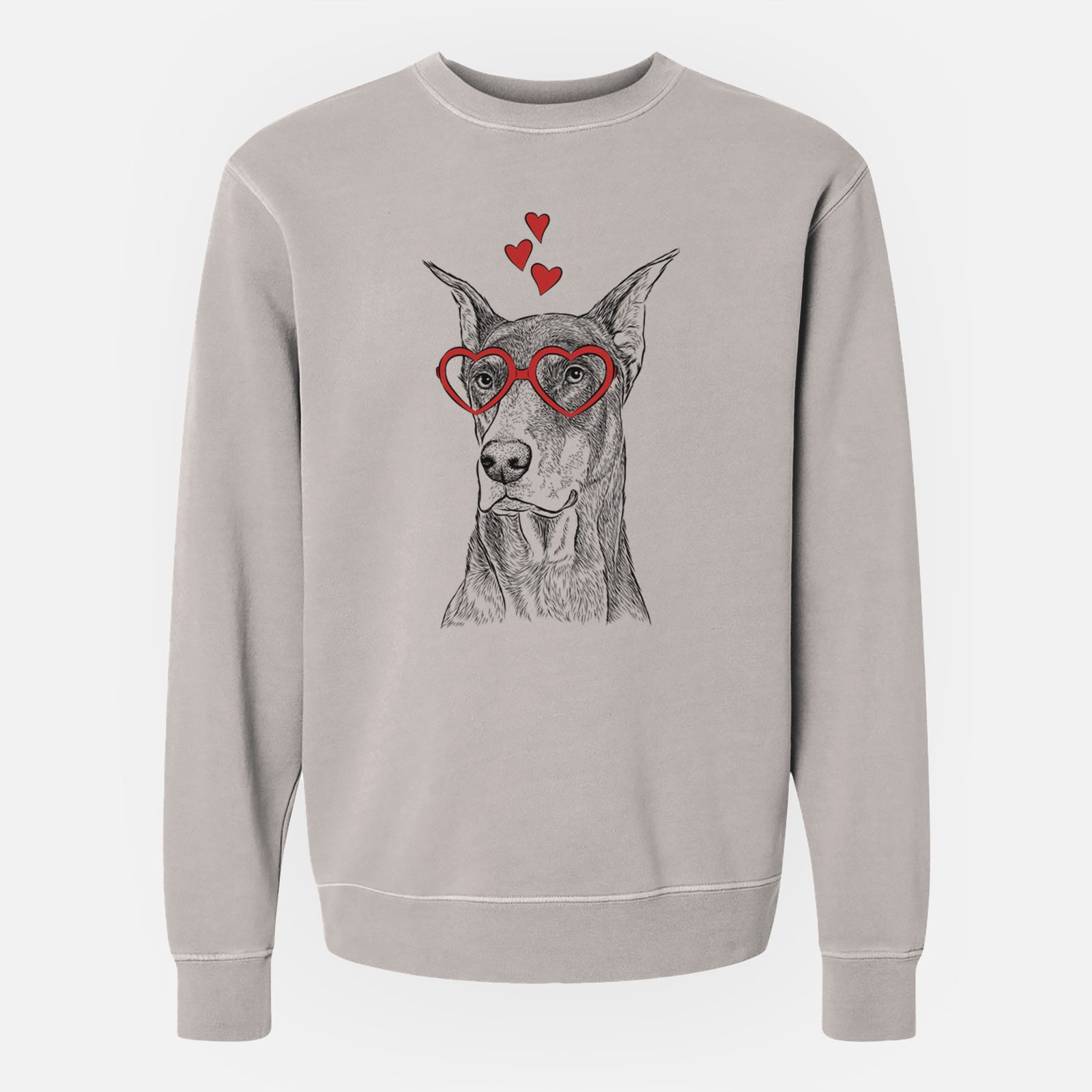 Valentine RJ the Doberman Pinscher - Unisex Pigment Dyed Crew Sweatshirt