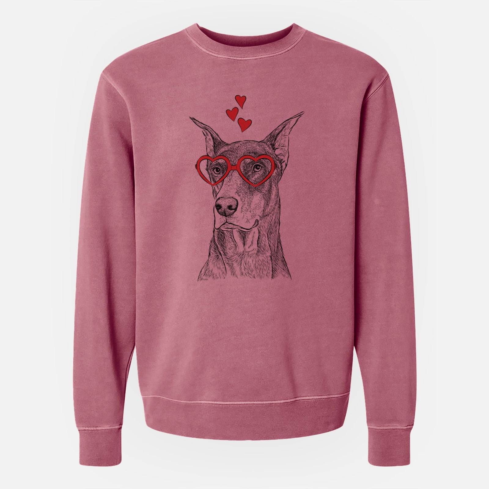 Valentine RJ the Doberman Pinscher - Unisex Pigment Dyed Crew Sweatshirt