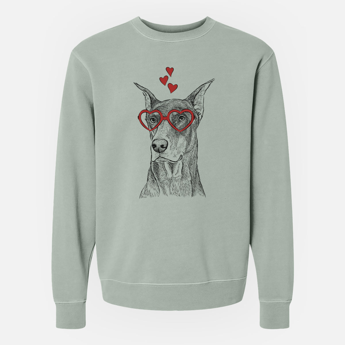 Valentine RJ the Doberman Pinscher - Unisex Pigment Dyed Crew Sweatshirt