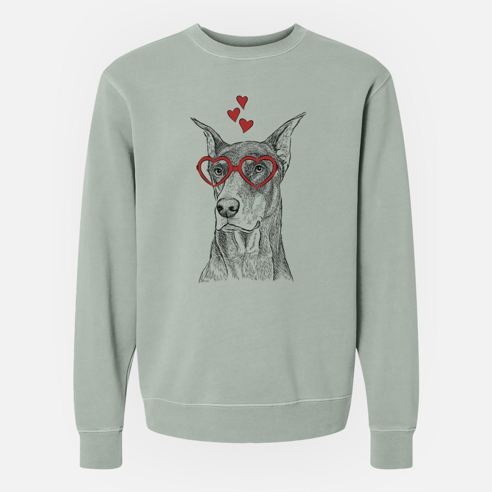 Valentine RJ the Doberman Pinscher - Unisex Pigment Dyed Crew Sweatshirt