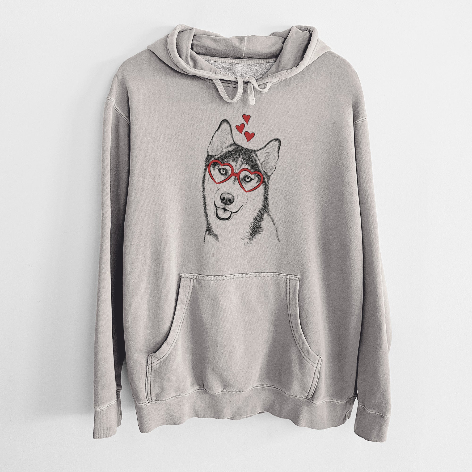 Valentine Remmie the Siberian Husky - Unisex Pigment Dyed Hoodie