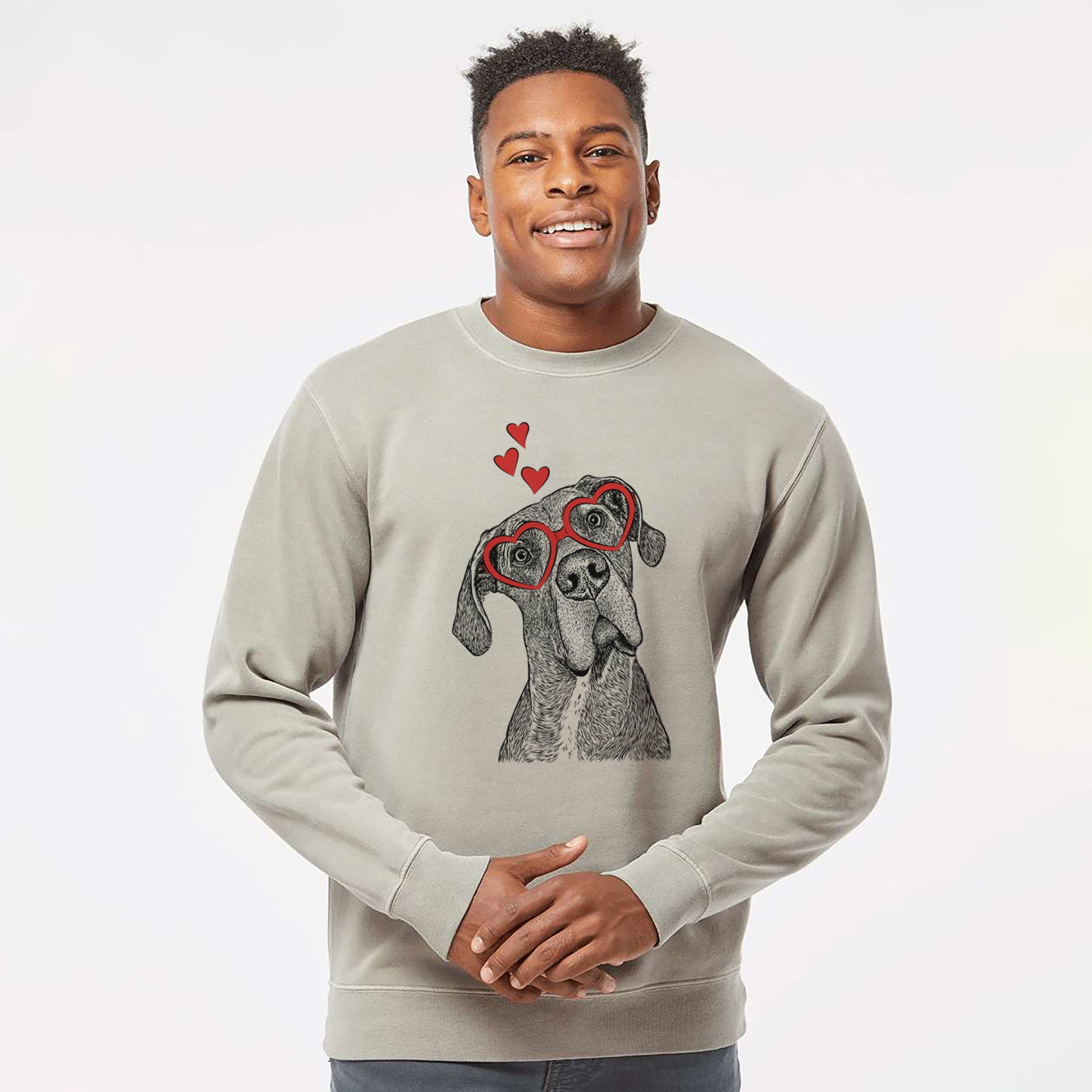 Valentine River the Great Dane - Unisex Pigment Dyed Crew Sweatshirt