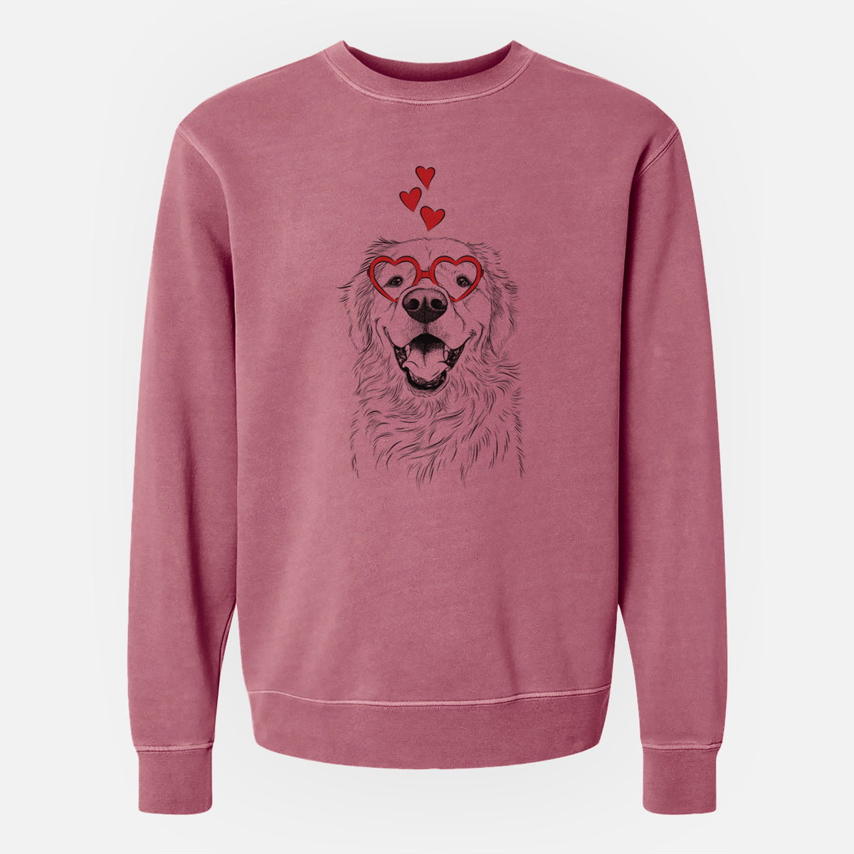 Valentine Roger the Golden Retriever - Unisex Pigment Dyed Crew Sweatshirt