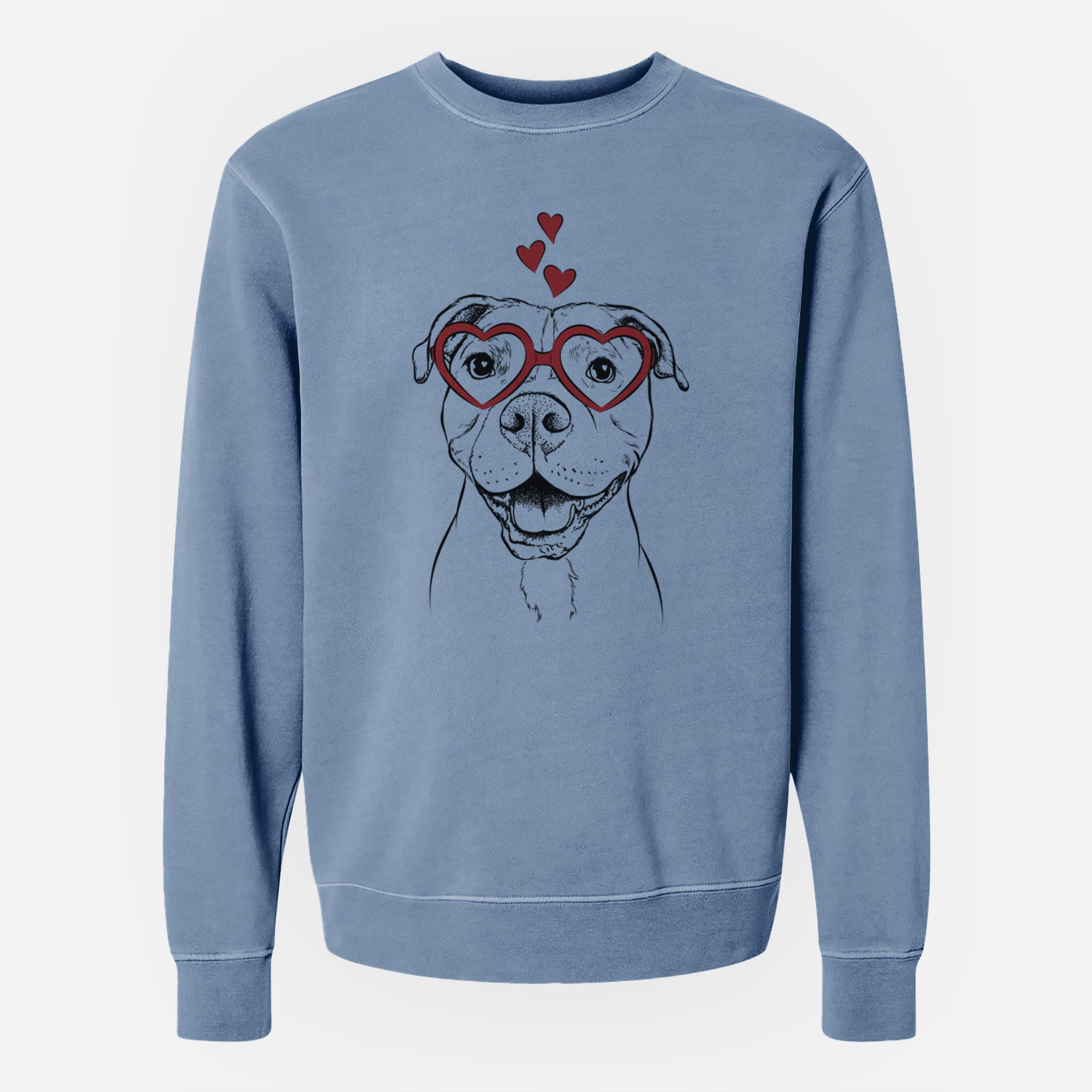 Valentine Roscoe the Pitbull - Unisex Pigment Dyed Crew Sweatshirt