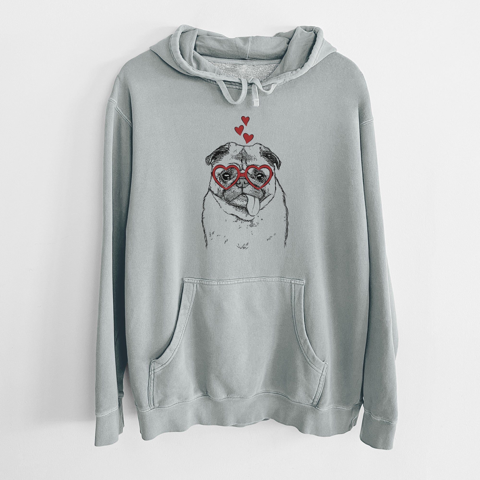 Valentine Rosie the Pug - Unisex Pigment Dyed Hoodie