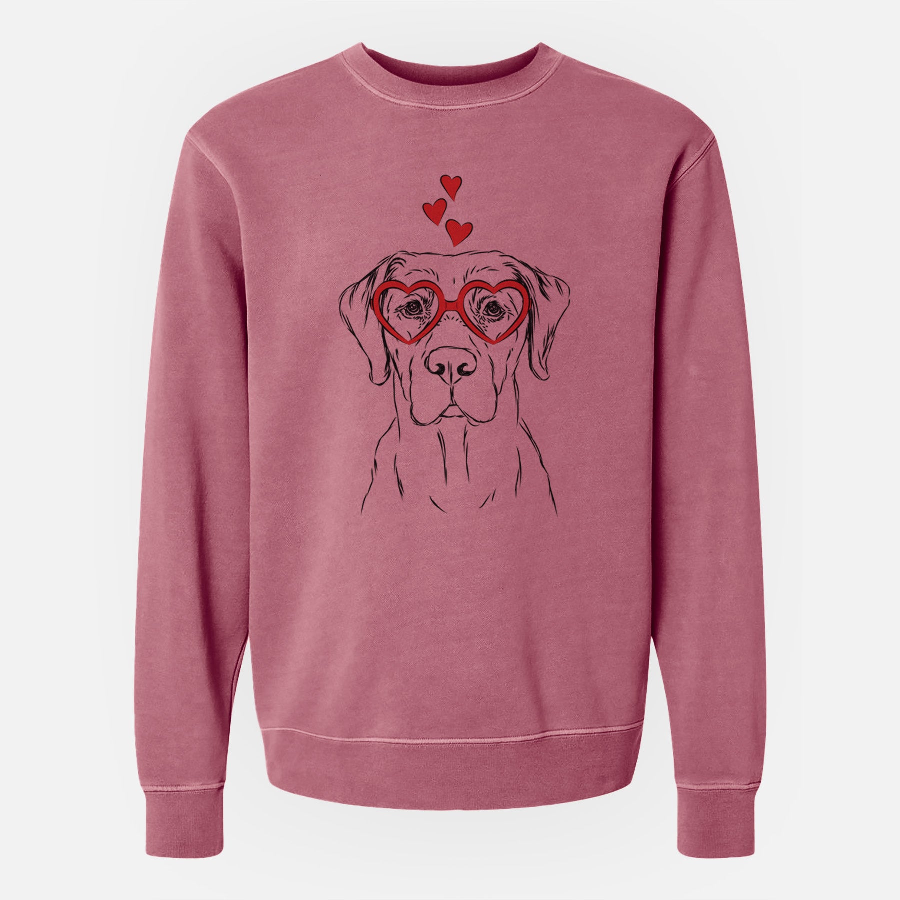 Valentine Rowdy the Labrador Retriever - Unisex Pigment Dyed Crew Sweatshirt