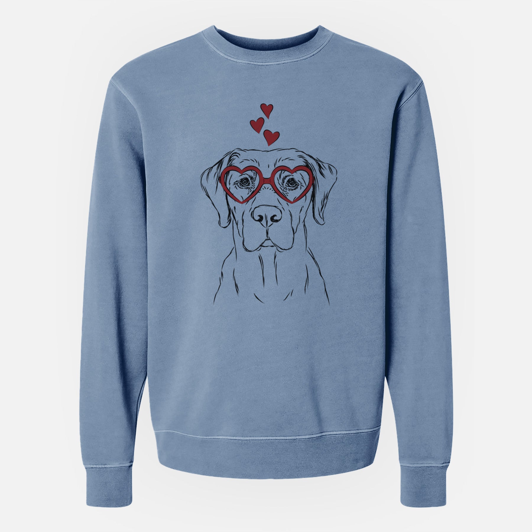 Valentine Rowdy the Labrador Retriever - Unisex Pigment Dyed Crew Sweatshirt