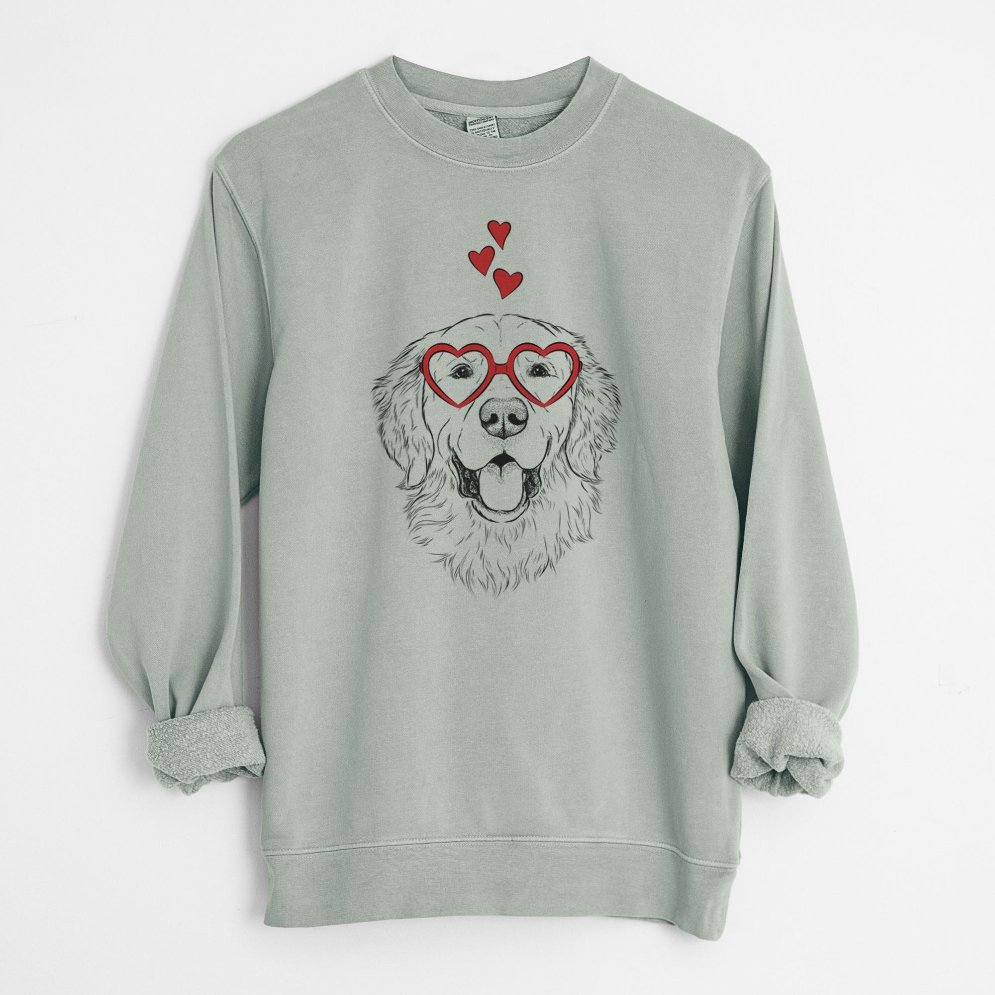 Valentine Sam the Golden Retriever - Unisex Pigment Dyed Crew Sweatshirt