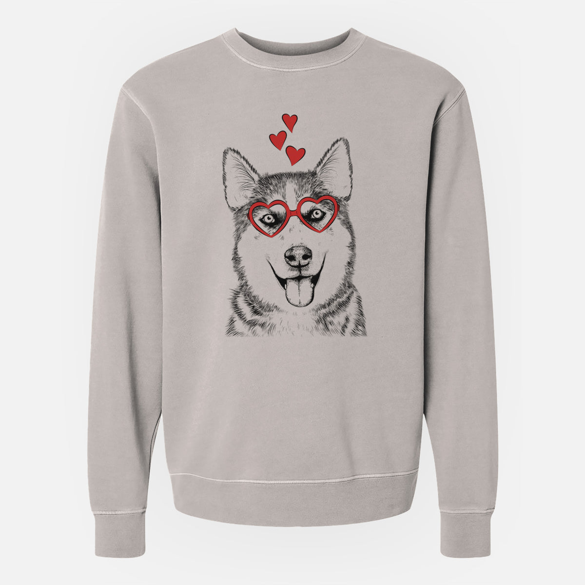 Valentine Sesi the Siberian Husky - Unisex Pigment Dyed Crew Sweatshirt