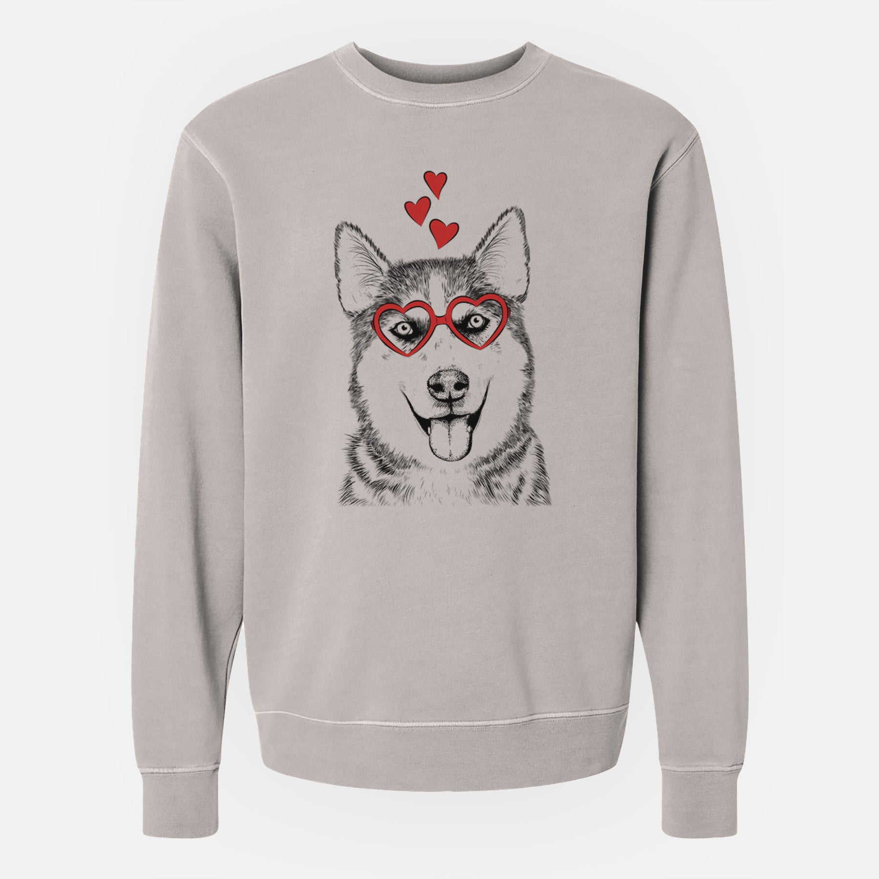 Valentine Sesi the Siberian Husky - Unisex Pigment Dyed Crew Sweatshirt
