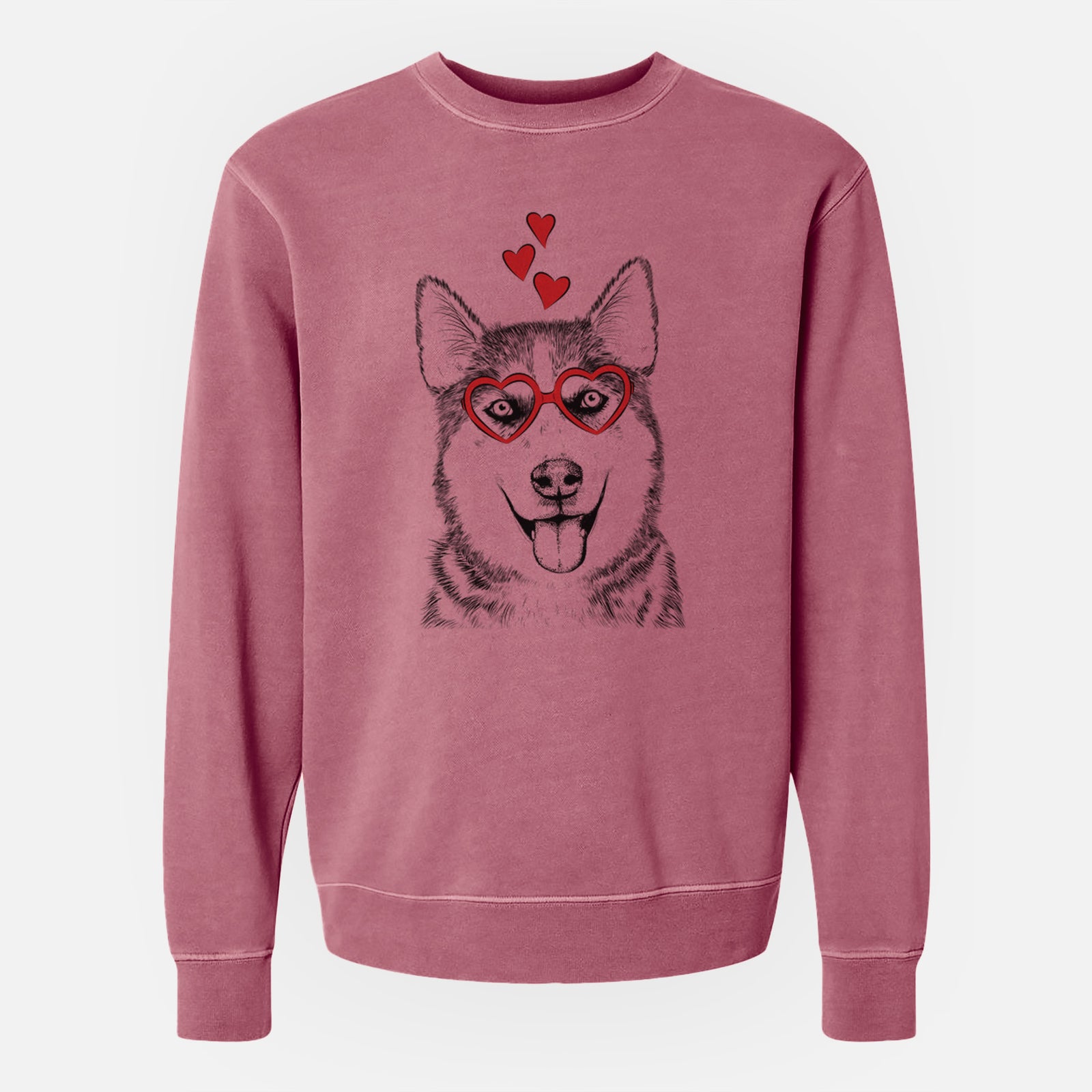 Valentine Sesi the Siberian Husky - Unisex Pigment Dyed Crew Sweatshirt