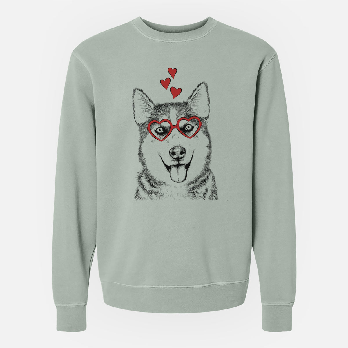 Valentine Sesi the Siberian Husky - Unisex Pigment Dyed Crew Sweatshirt