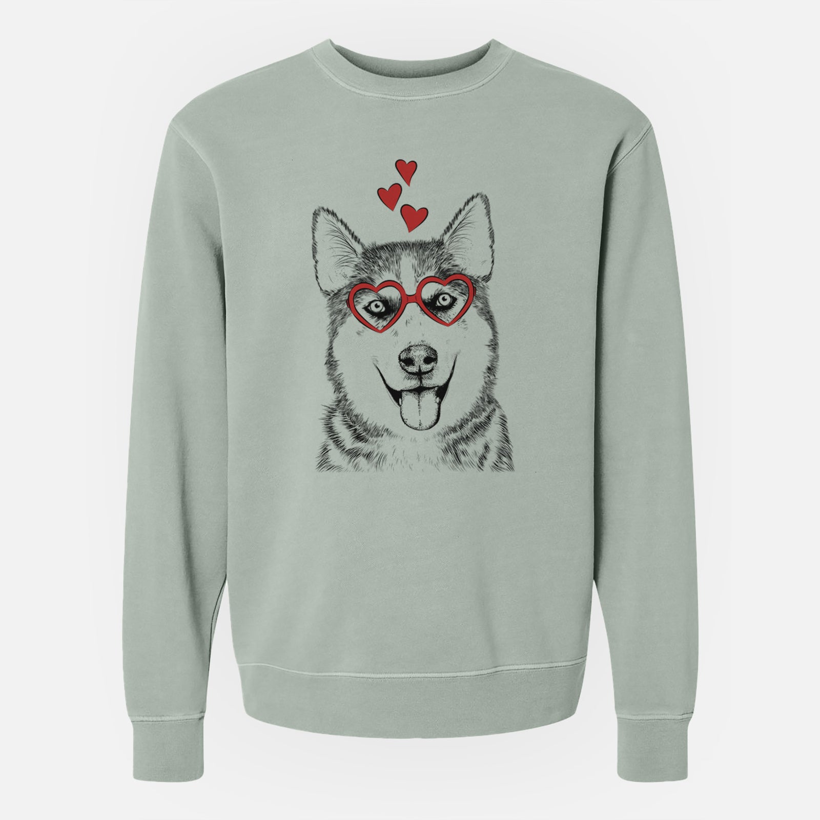 Valentine Sesi the Siberian Husky - Unisex Pigment Dyed Crew Sweatshirt