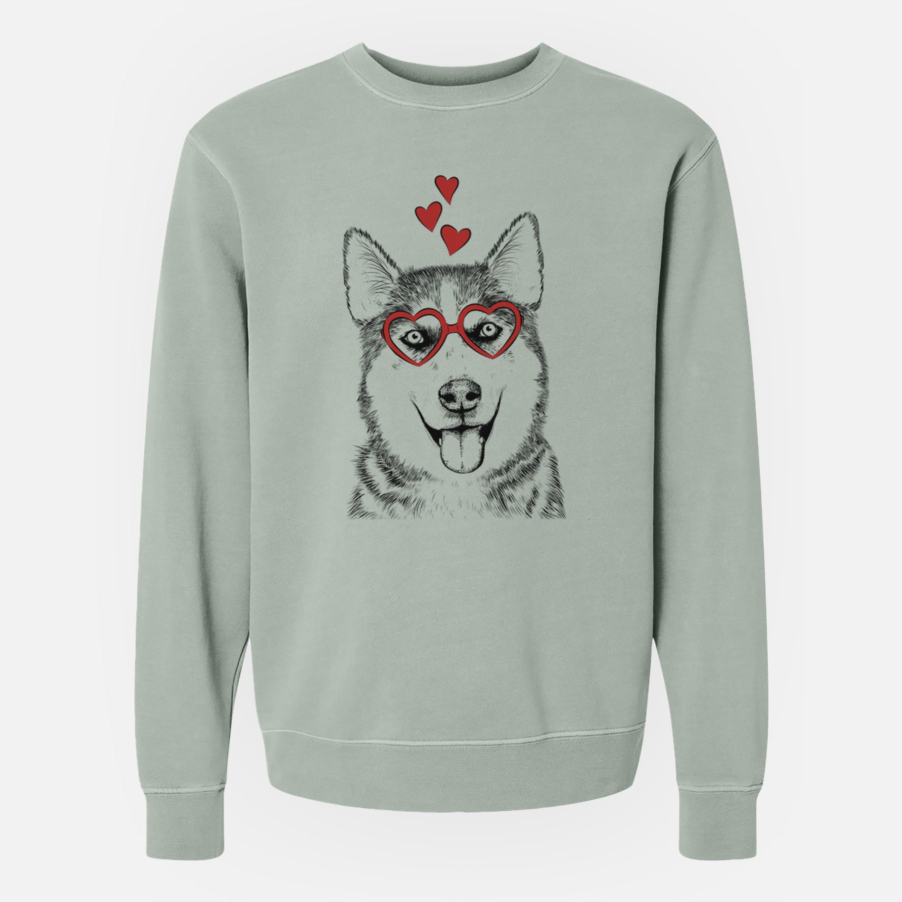 Valentine Sesi the Siberian Husky - Unisex Pigment Dyed Crew Sweatshirt