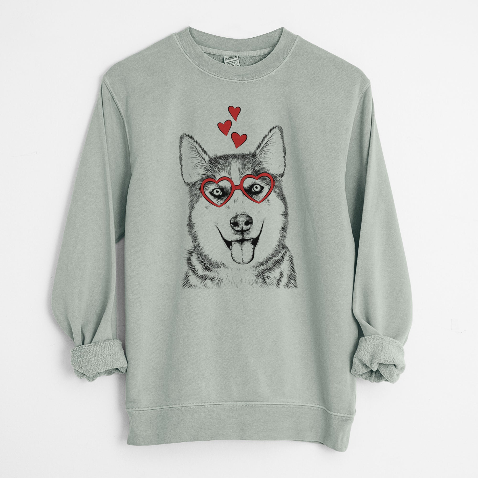 Valentine Sesi the Siberian Husky - Unisex Pigment Dyed Crew Sweatshirt