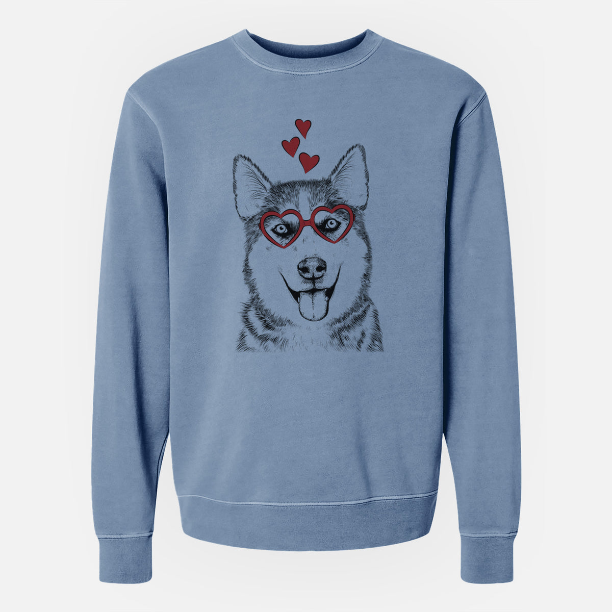 Valentine Sesi the Siberian Husky - Unisex Pigment Dyed Crew Sweatshirt