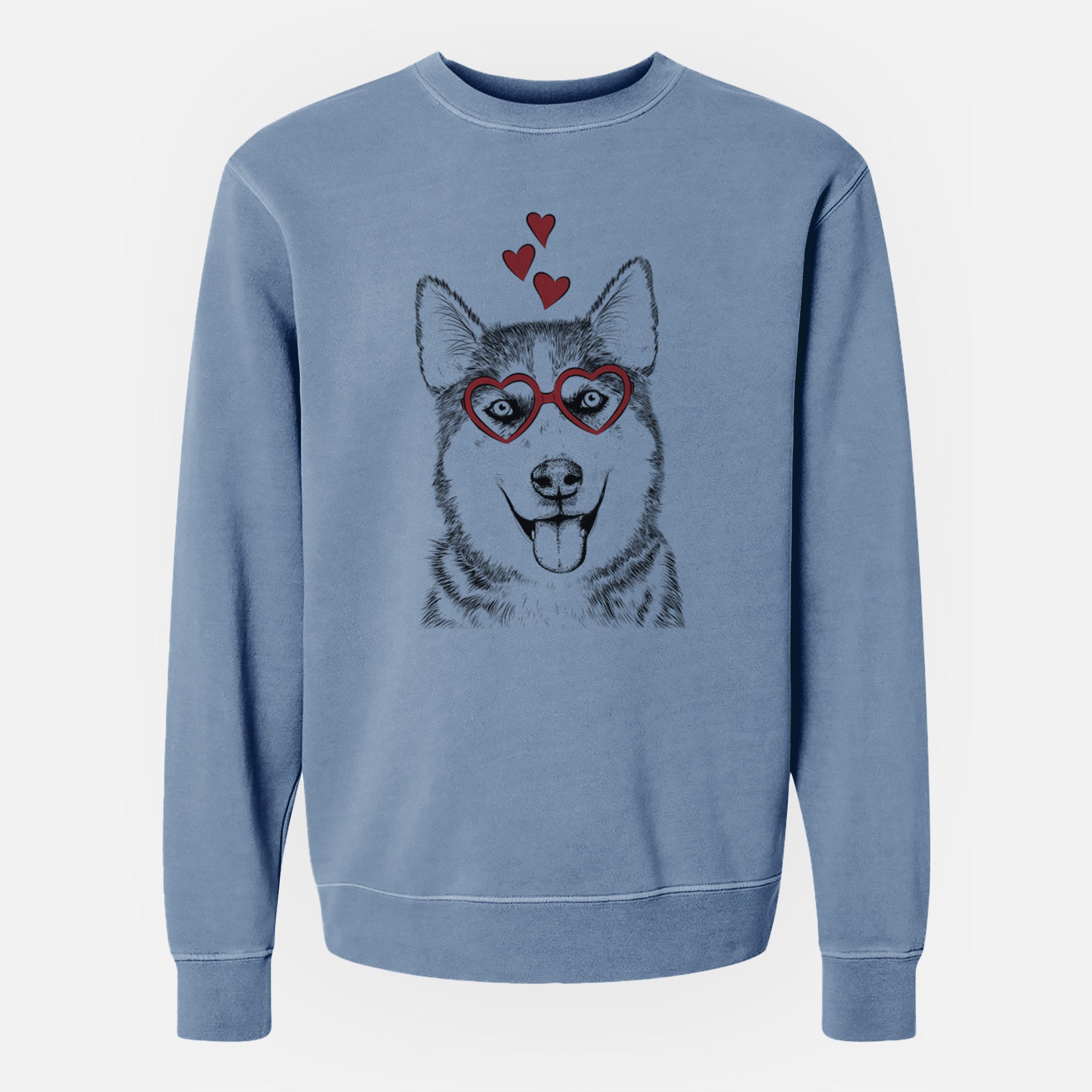 Valentine Sesi the Siberian Husky - Unisex Pigment Dyed Crew Sweatshirt