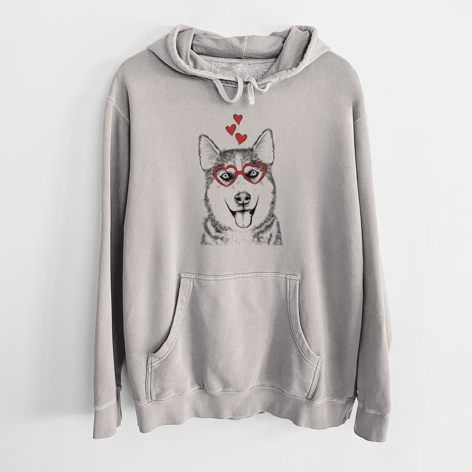 Valentine Sesi the Siberian Husky - Unisex Pigment Dyed Hoodie