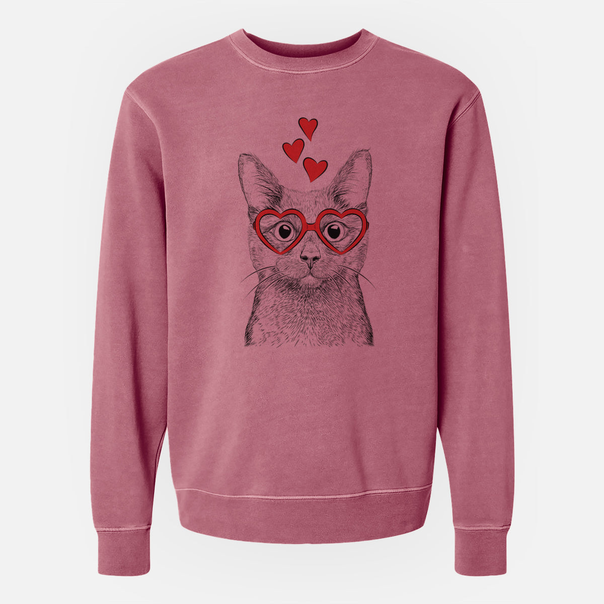 Valentine Shadow the Black Cat - Unisex Pigment Dyed Crew Sweatshirt