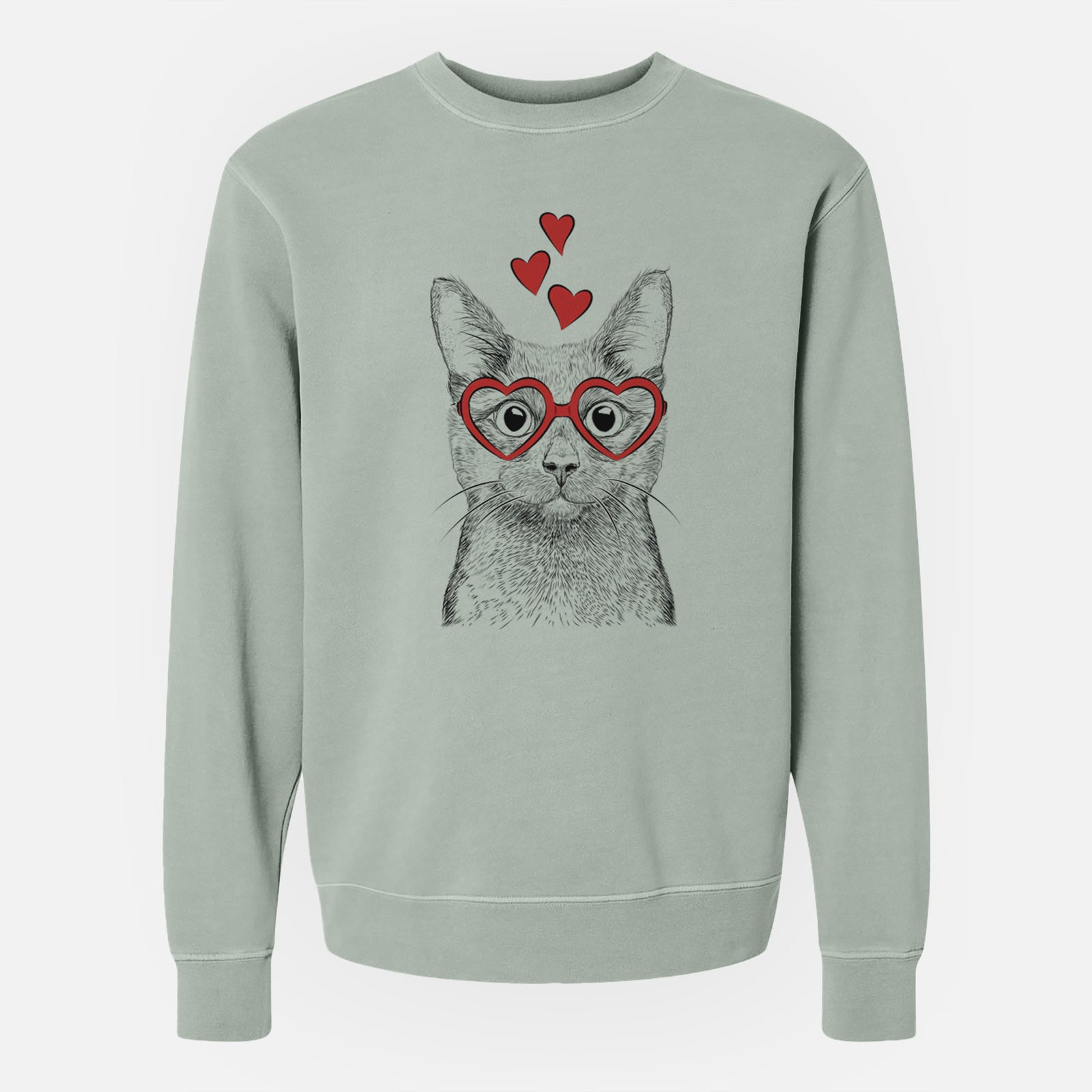 Valentine Shadow the Black Cat - Unisex Pigment Dyed Crew Sweatshirt
