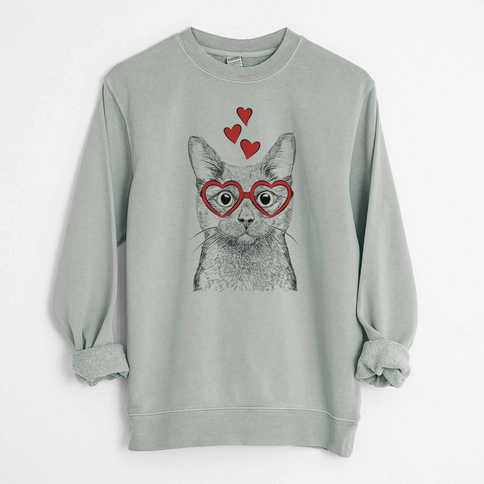 Valentine Shadow the Black Cat - Unisex Pigment Dyed Crew Sweatshirt