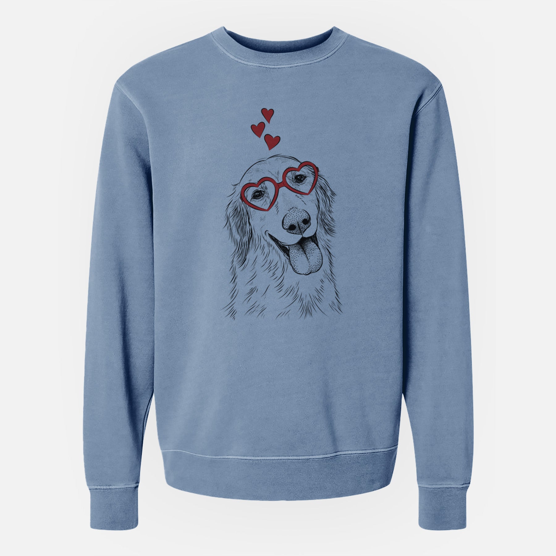 Valentine Shelby the Golden Retriever - Unisex Pigment Dyed Crew Sweatshirt