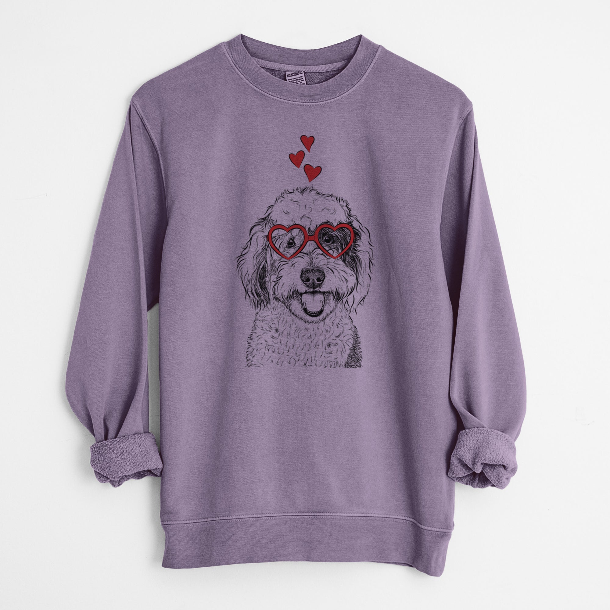 Valentine Sherlock the Sheepadoodle - Unisex Pigment Dyed Crew Sweatshirt