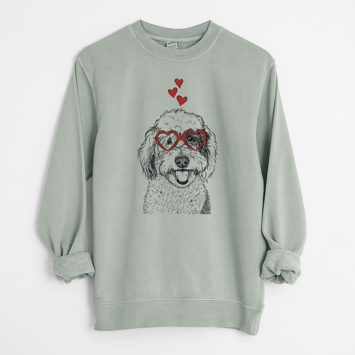 Valentine Sherlock the Sheepadoodle - Unisex Pigment Dyed Crew Sweatshirt