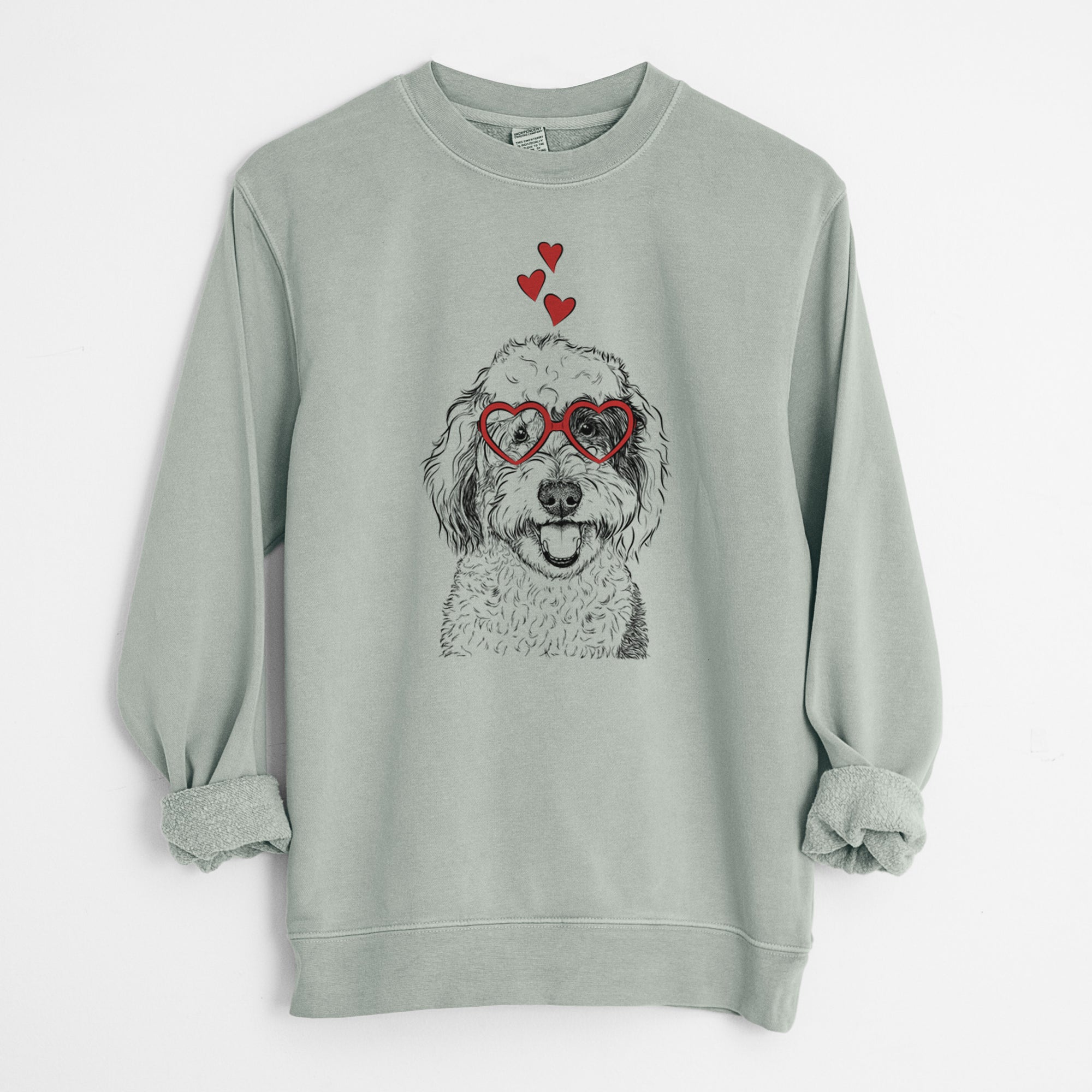 Valentine Sherlock the Sheepadoodle - Unisex Pigment Dyed Crew Sweatshirt