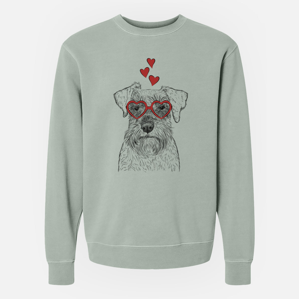 Valentine Smokey the Miniature Schnauzer - Unisex Pigment Dyed Crew Sweatshirt