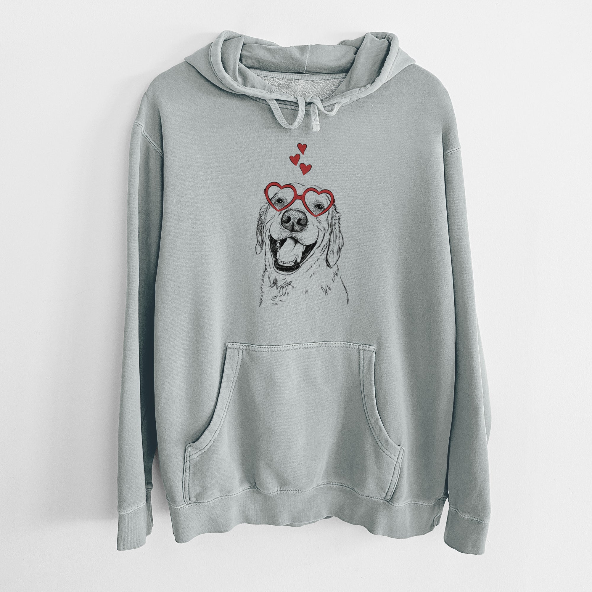 Valentine Spanky the Golden Retriever - Unisex Pigment Dyed Hoodie