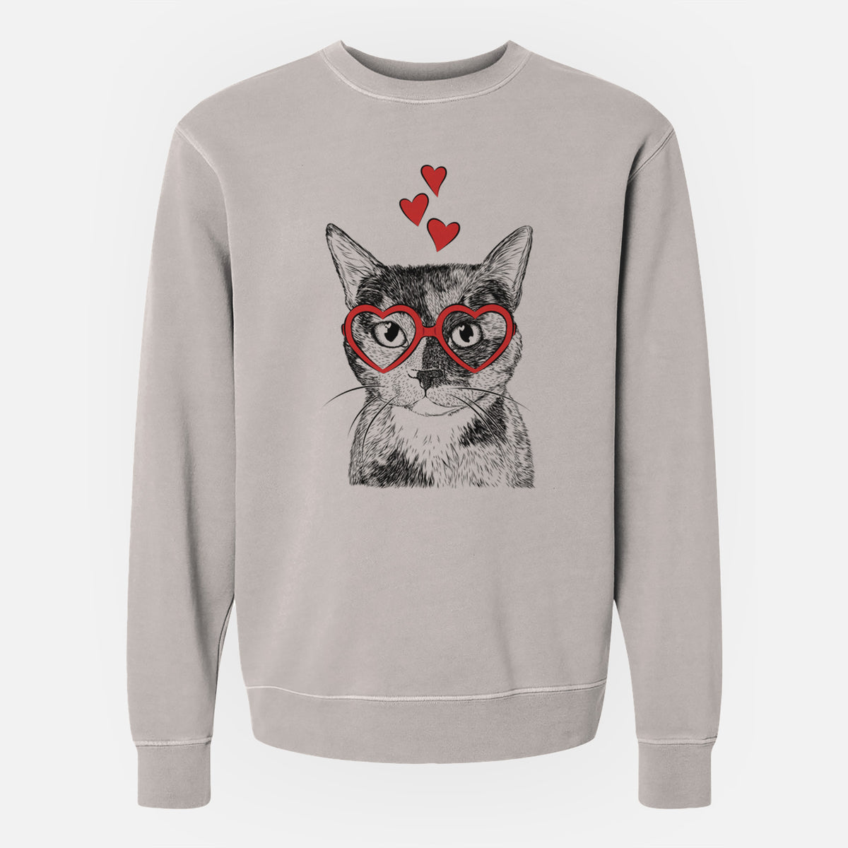 Valentine Spooky Kitty the Tortoiseshell Cat - Unisex Pigment Dyed Crew Sweatshirt
