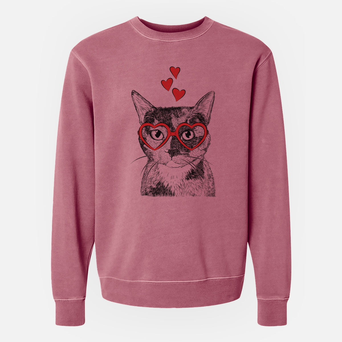 Valentine Spooky Kitty the Tortoiseshell Cat - Unisex Pigment Dyed Crew Sweatshirt