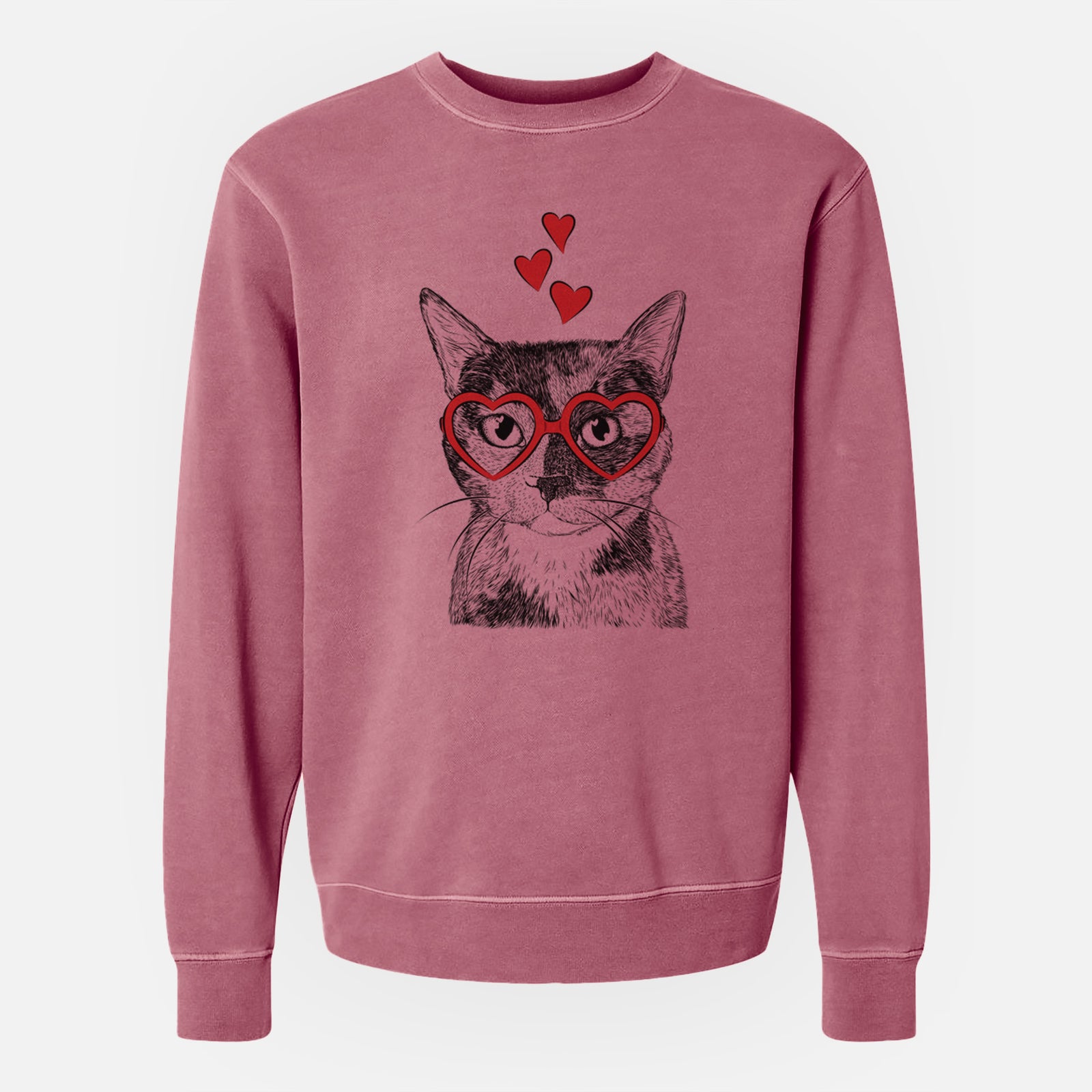 Valentine Spooky Kitty the Tortoiseshell Cat - Unisex Pigment Dyed Crew Sweatshirt