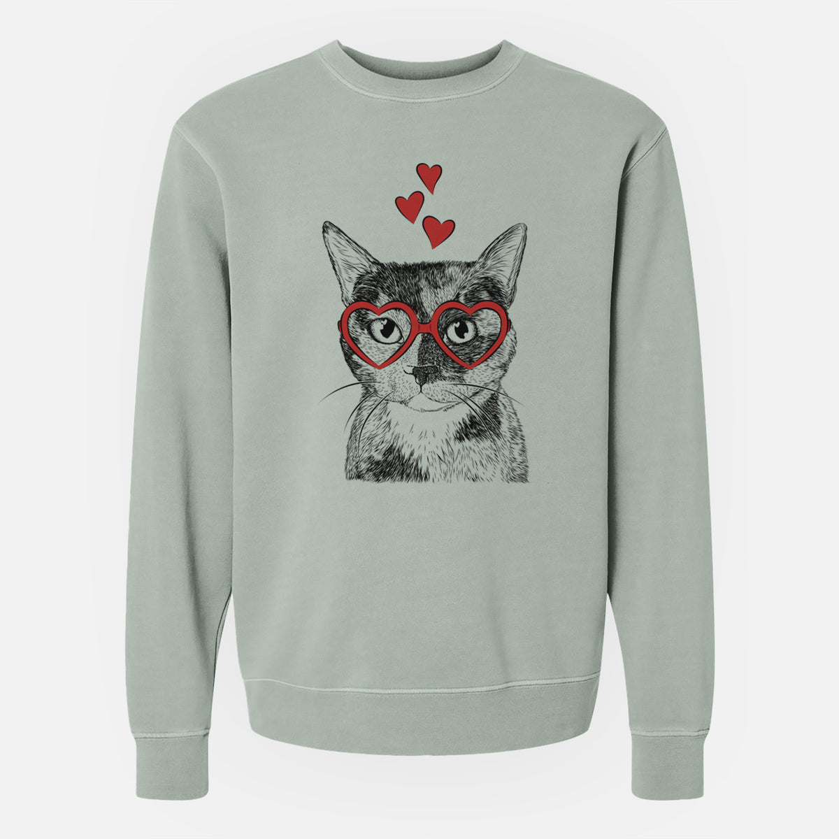Valentine Spooky Kitty the Tortoiseshell Cat - Unisex Pigment Dyed Crew Sweatshirt