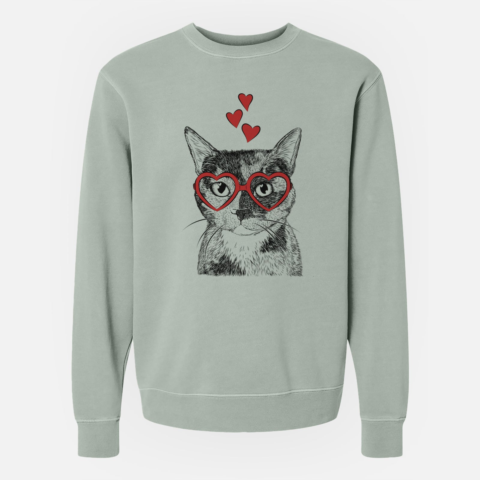 Valentine Spooky Kitty the Tortoiseshell Cat - Unisex Pigment Dyed Crew Sweatshirt