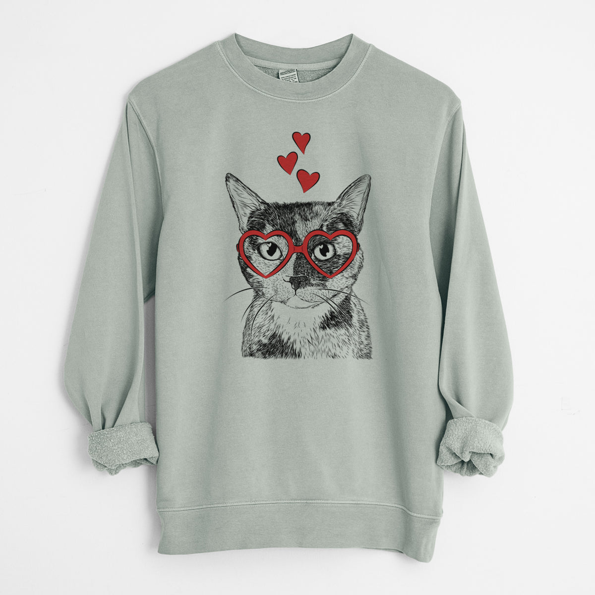 Valentine Spooky Kitty the Tortoiseshell Cat - Unisex Pigment Dyed Crew Sweatshirt