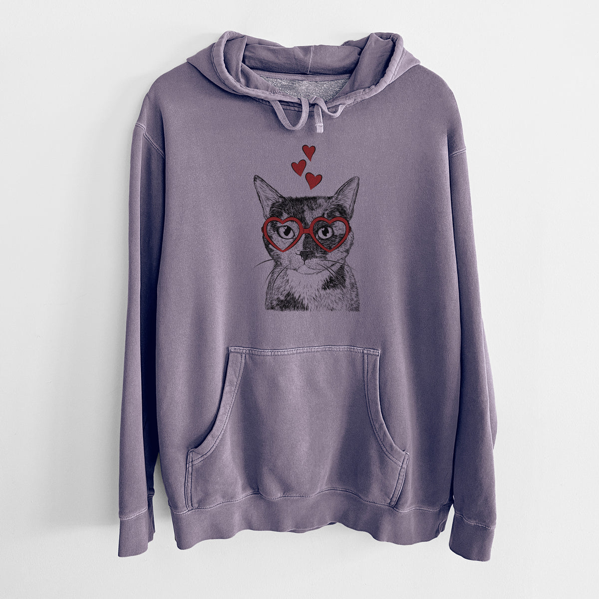Valentine Spooky Kitty the Tortoiseshell Cat - Unisex Pigment Dyed Hoodie