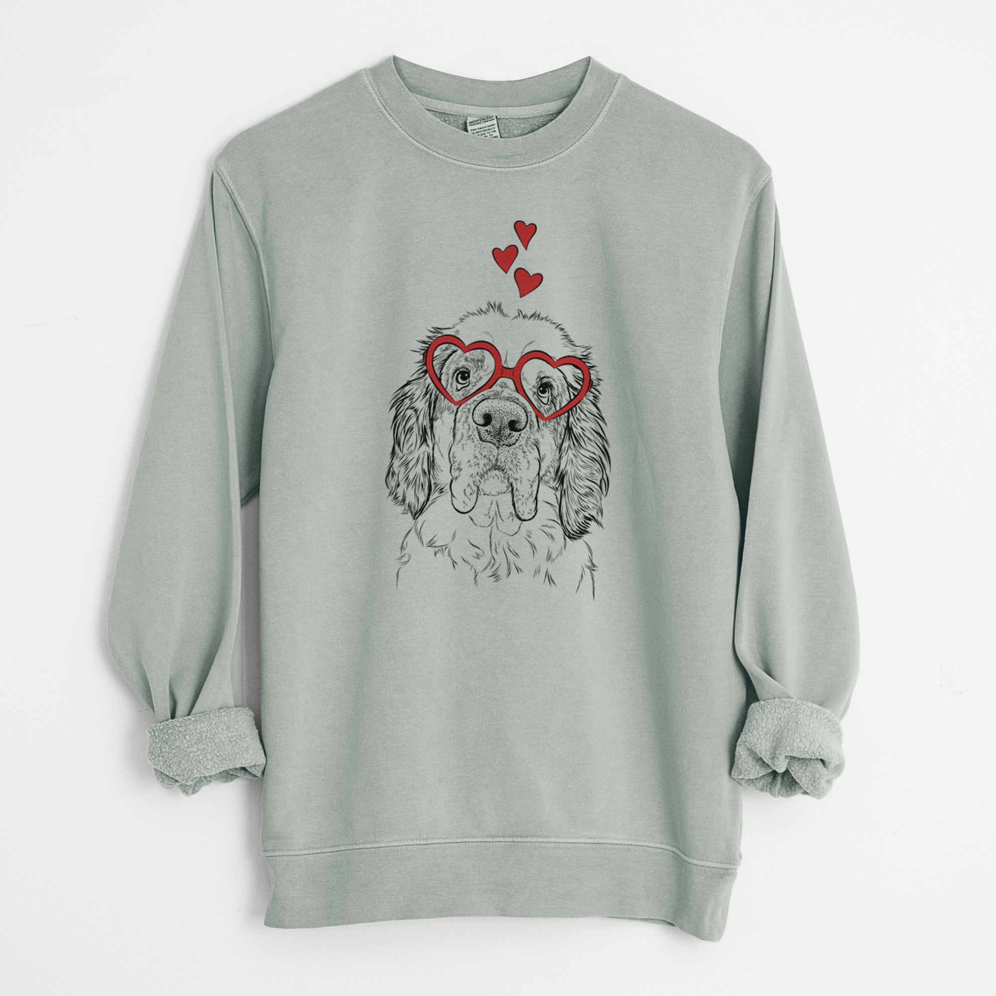 Valentine Sully the Clumber Spaniel - Unisex Pigment Dyed Crew Sweatshirt